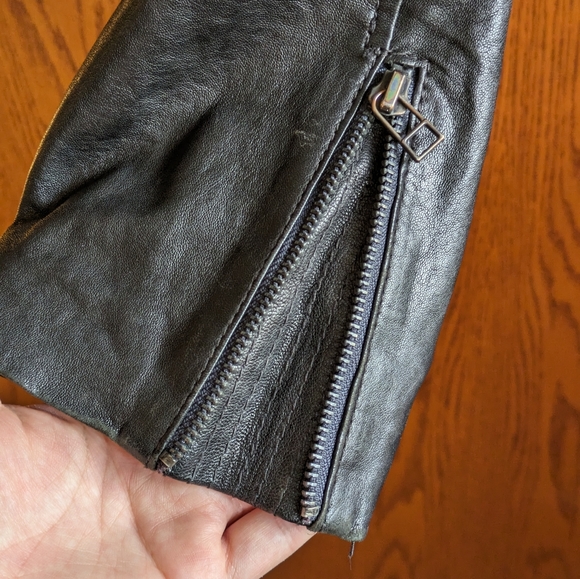 Maison Scotch boucle wool & leather biker jacket, large - Picture 5 of 8